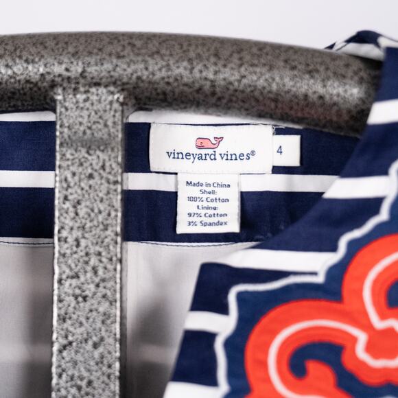 Vineyard Vines Women's Size 4 Nautical Blue & White Stripe w/ Orange Embroidery - Picture 5 of 8